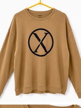 Extra Large Brown Express Cotton Long Sleeve Crewneck Shirt